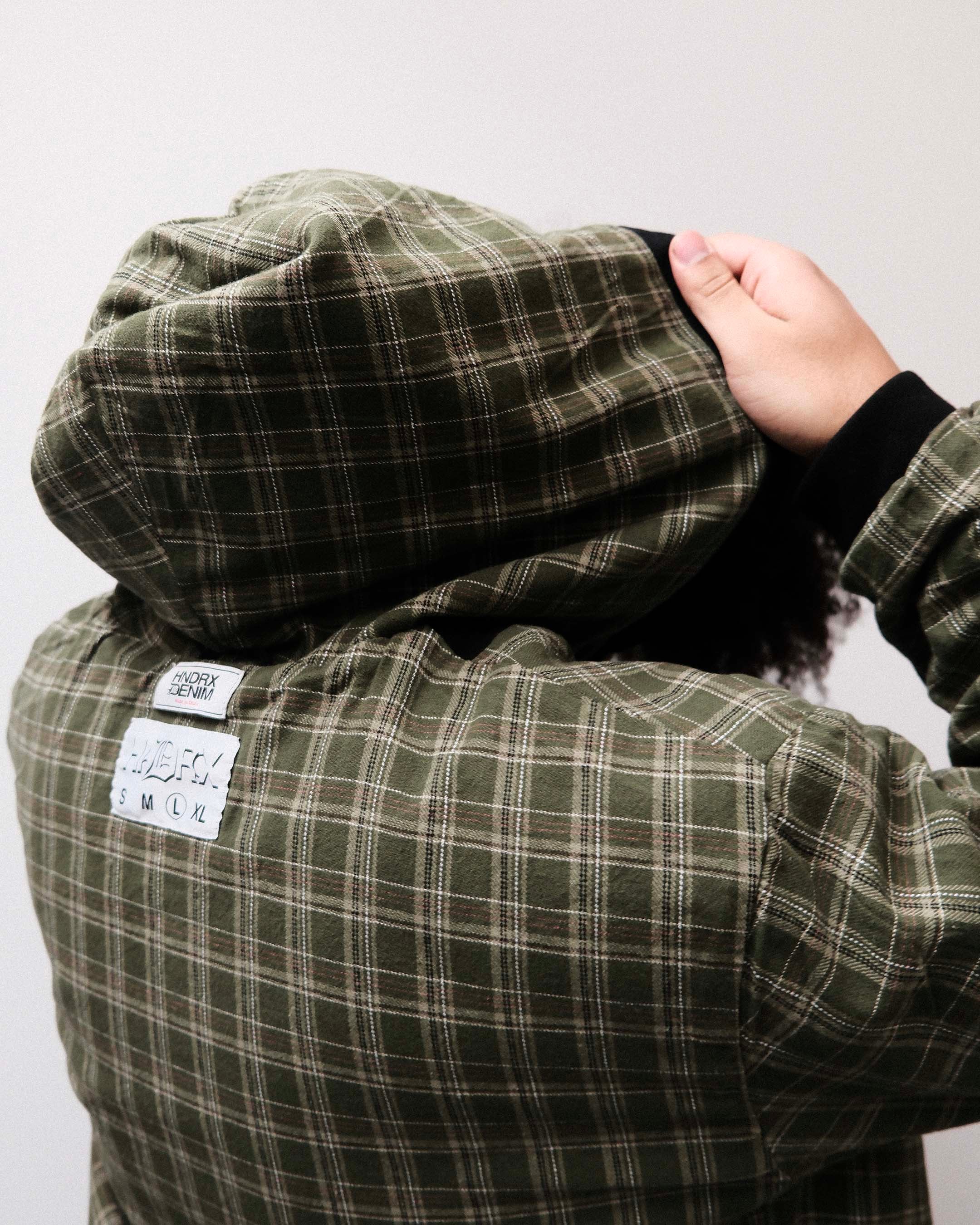 H.D « LA BRAD » DENIM AND PLAID HOODED JACKET