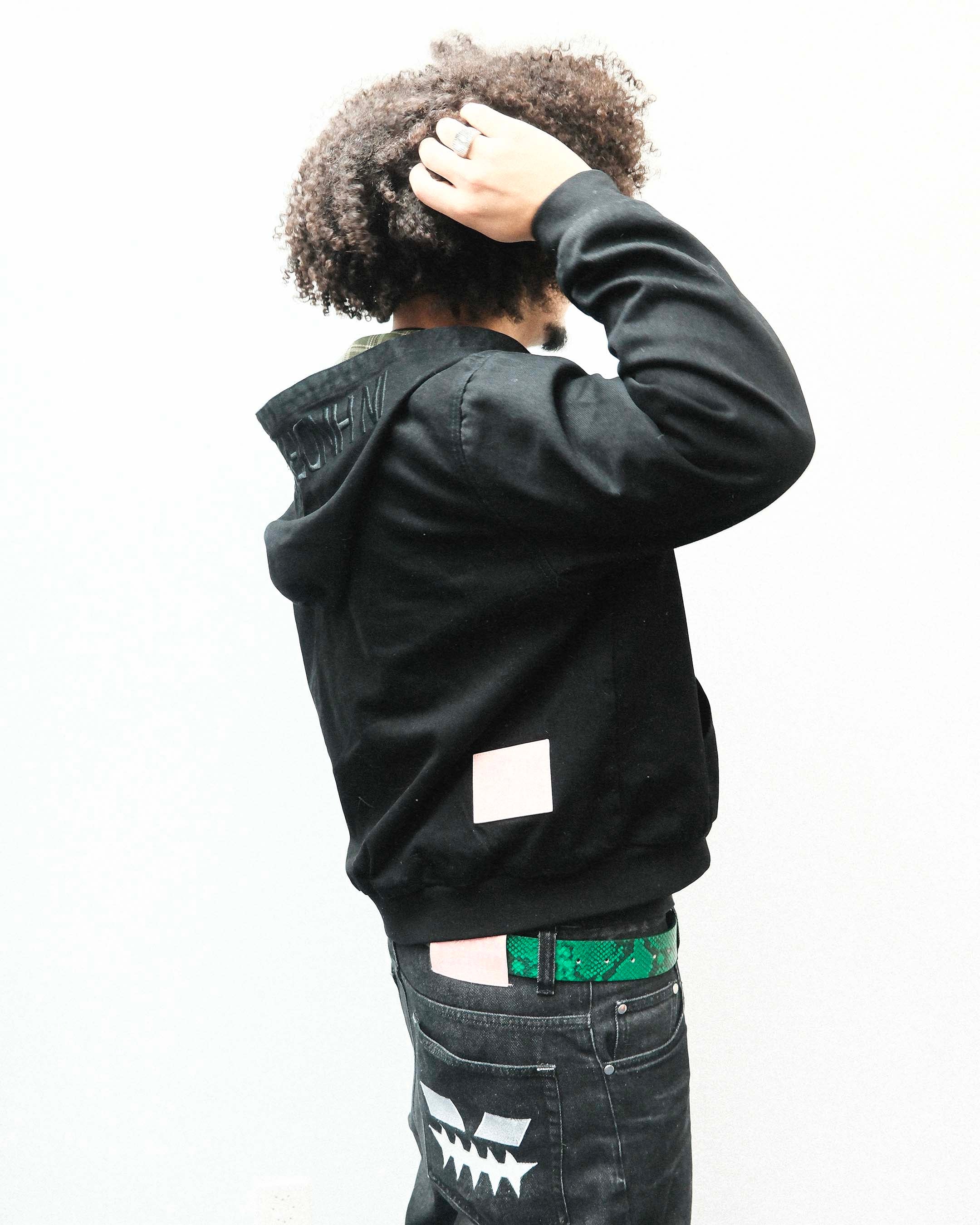 H.D « LA BRAD » DENIM AND PLAID HOODED JACKET