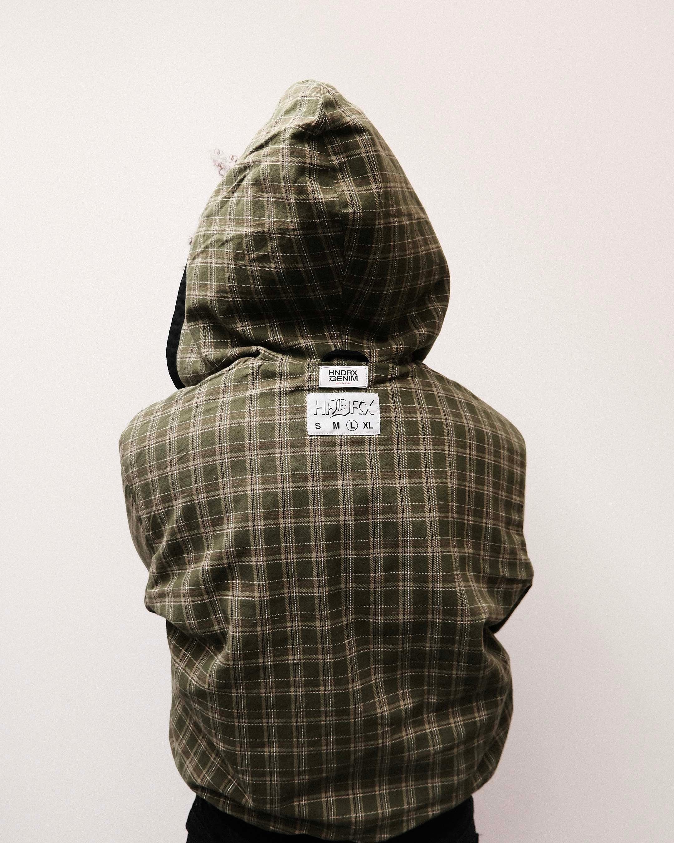 H.D « LA BRAD » DENIM AND PLAID HOODED JACKET