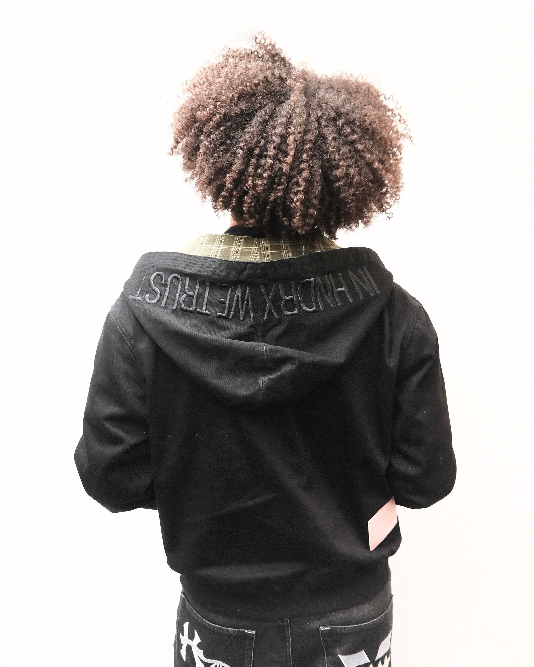 H.D « LA BRAD » DENIM AND PLAID HOODED JACKET